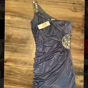 RHINESTONES ONE SHOULDER DRESS- SPEECHLESS